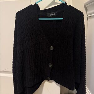 Fab'rik Textured Black Cardigan Sweater